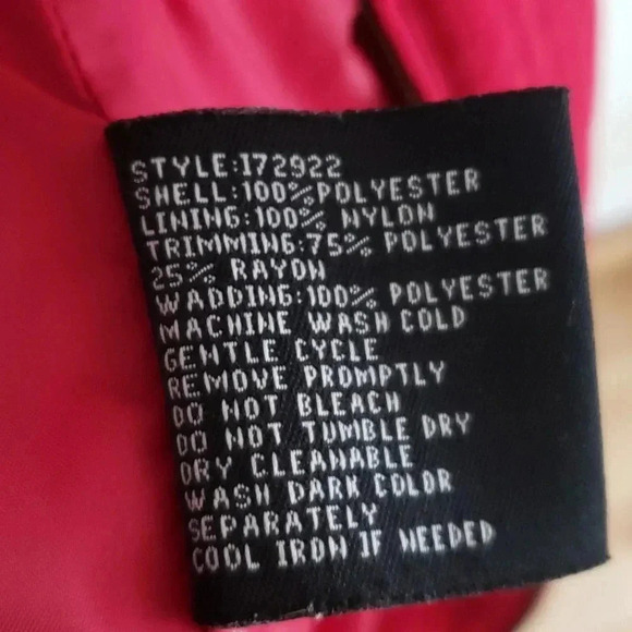 Aeros by Kristen Blake Red Quilted Hooded Coat Zip Front Fleece Lined La… - Picture 9 of 12